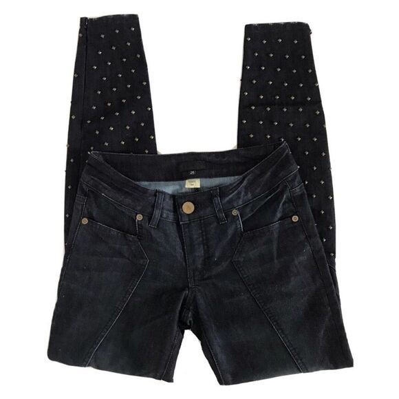 Bebe Skinny Leg Studded Jeans Dark Wash Low Rise Slim Denim Pants NWOT sz 29 - Picture 7 of 10